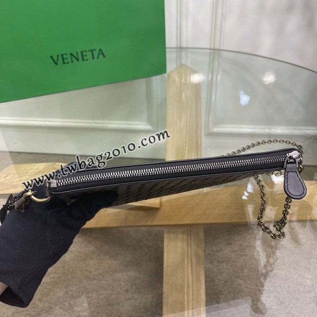 Bottega veneta高端女包 98036黑色 寶緹嘉薄款鏈條包 BV經典款胎牛皮手工編織鏈條女包  gxz1342